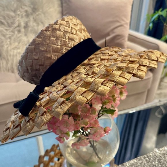 Vintage Hat Tan Cello Weave Wide Brim High Crown 1960 Style Mr John Sophisticate main image 4